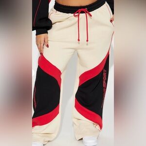 Fashion Nova Put it in Sport wide-leg pants, cream, size L